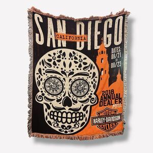 Harley‎ Davidson Fringe Throw Blanket